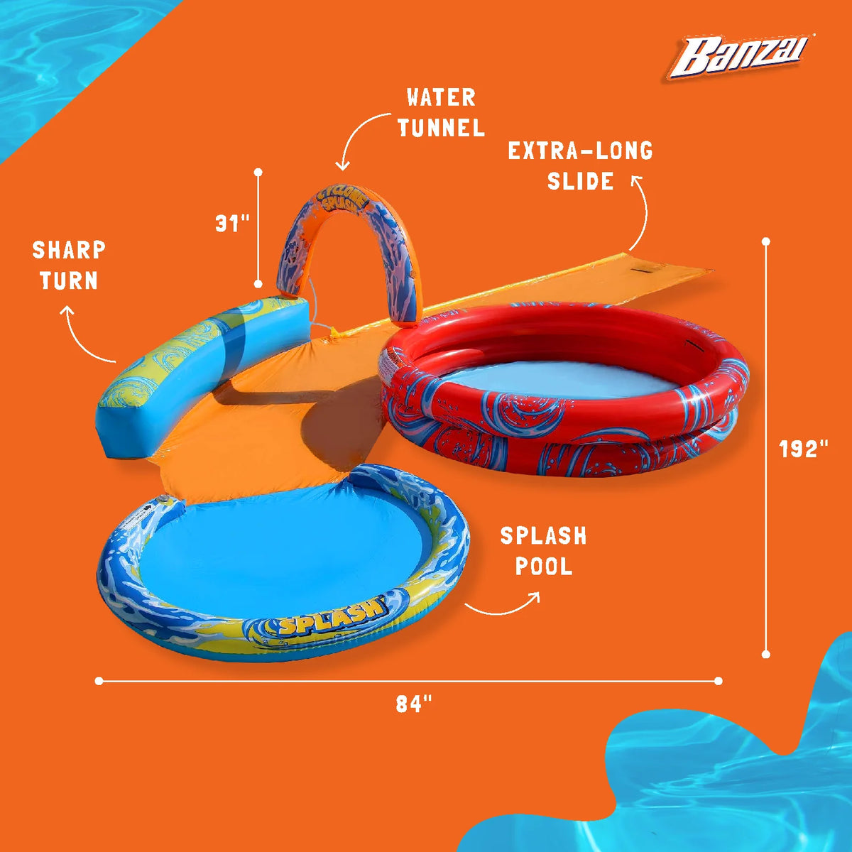 Inflatable Splash Park with Sprinkling Slide & Water Pool E4071