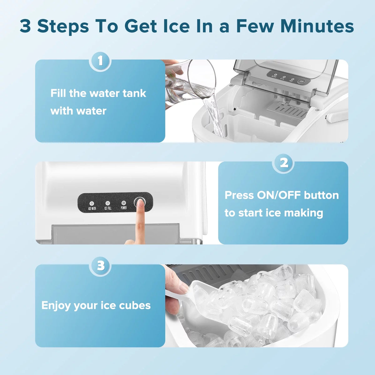 Portable Countertop Ice Maker 26lbs/24H White D419670