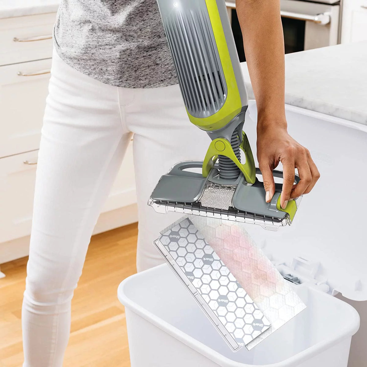 Charcoal Gray Vacuum Mop with 12 Disposable Pads & 12 oz Cleaning Solution D438