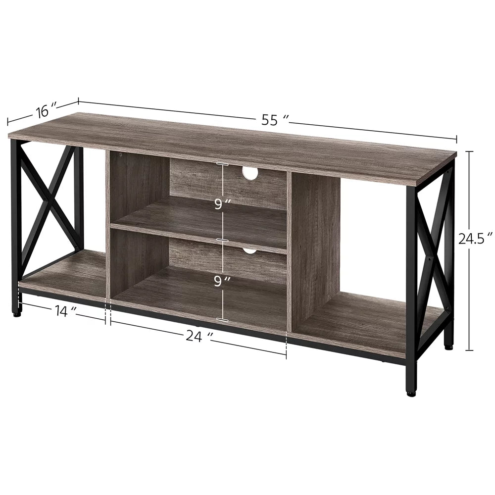 TV Stand with Storage up to 65'' Distressed Gray V9356