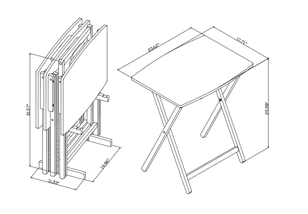 5 Pieces Oversized Tray Table Set Z448