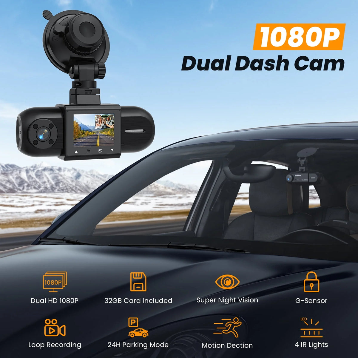1080P FHD Car Camera with IR Night Vision P95637