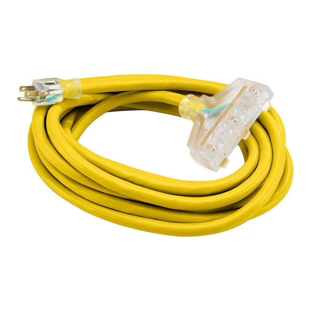 25 ft. 10/3 Gauge Triple-Tap Extension Cord, Yellow J8268