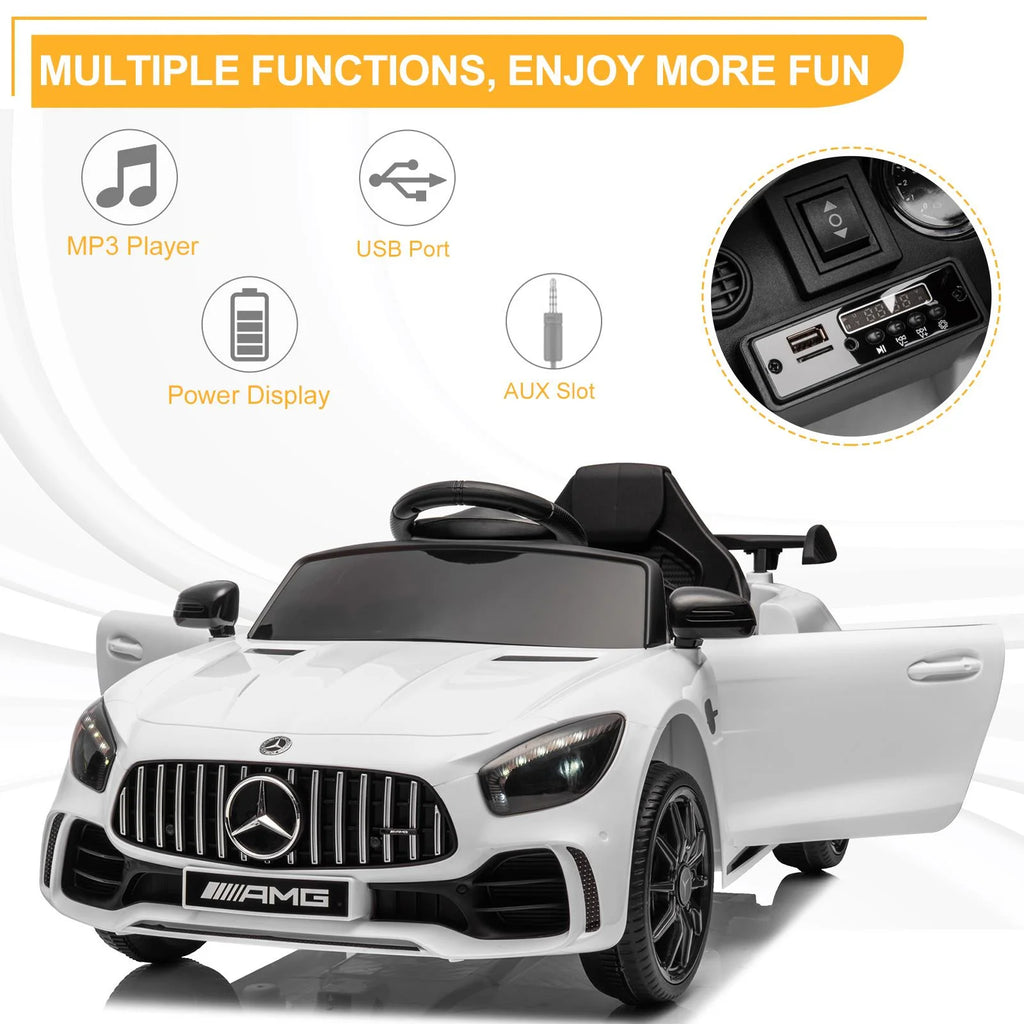 12V Electric Ride on Car Toy with Remote Control, LED Lights, Black L78138