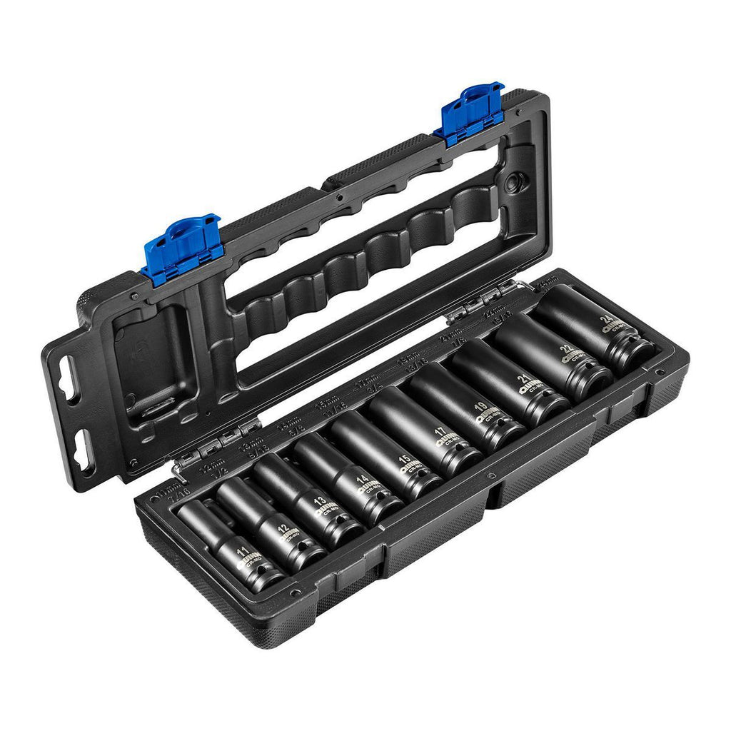 1/2 in. Drive Metric Impact Deep Socket Set, 10-Piece I664