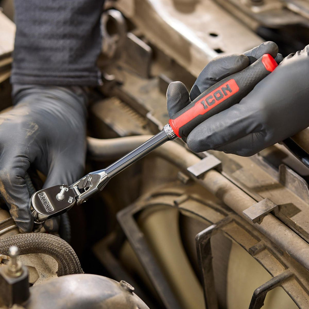 1/4 in. Drive 9 in. Long Locking Flex Ratchet with Comfort Grip B132608