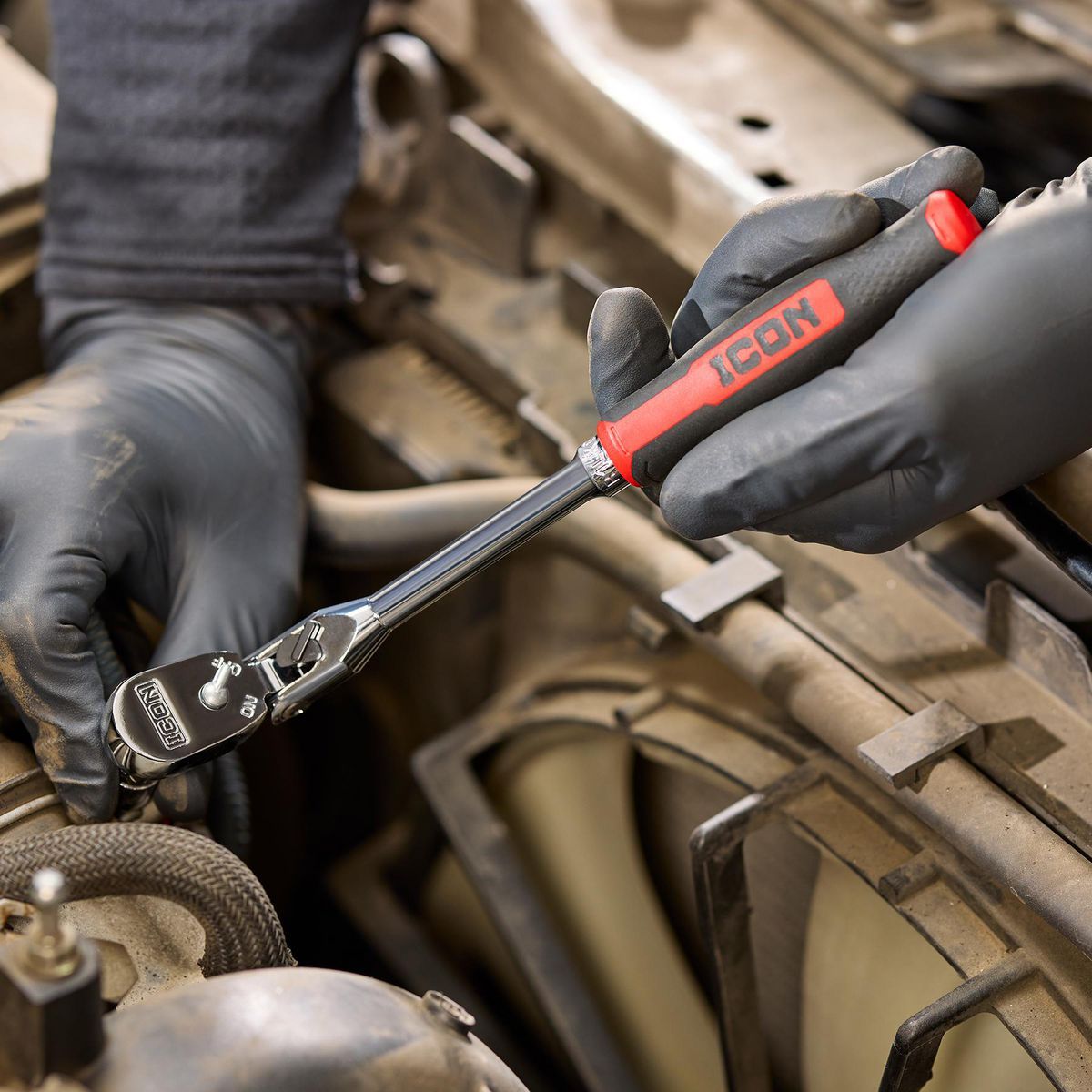 1/4 in. Drive 9 in. Long Locking Flex Ratchet with Comfort Grip B132608