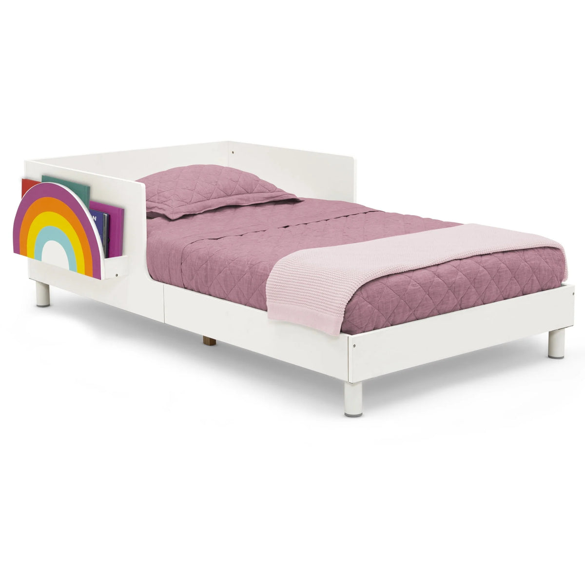 White Toddler Bed with Interchangeable Shelf G539300