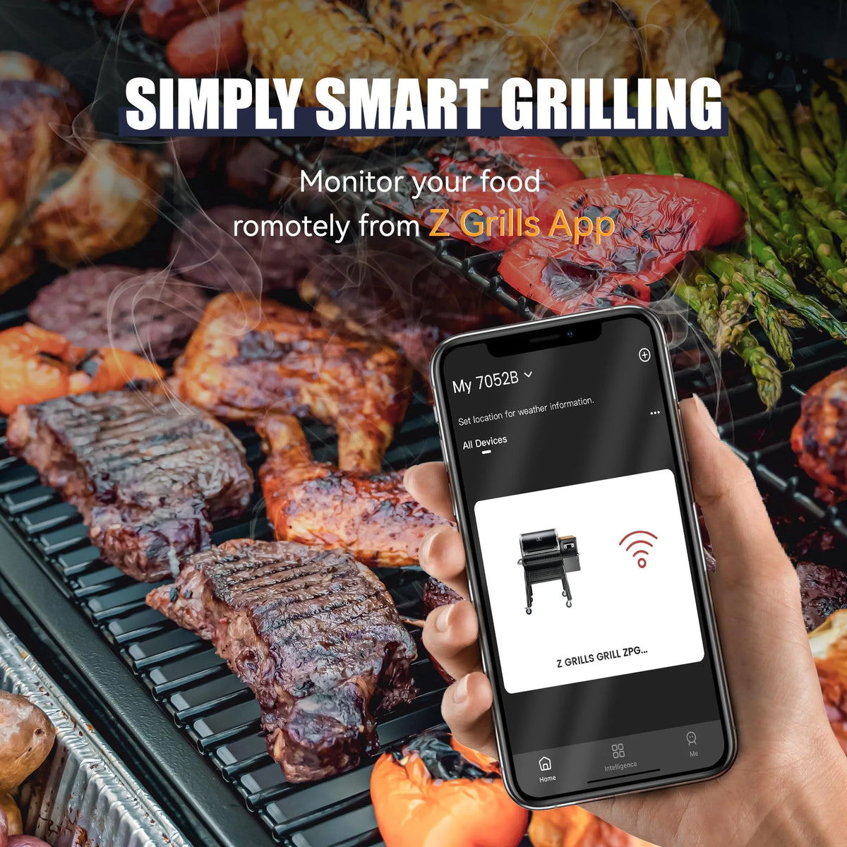 Wood Pellet Grill & Smoker with WIFI, PID Controller, 709 sq. in, Black F484