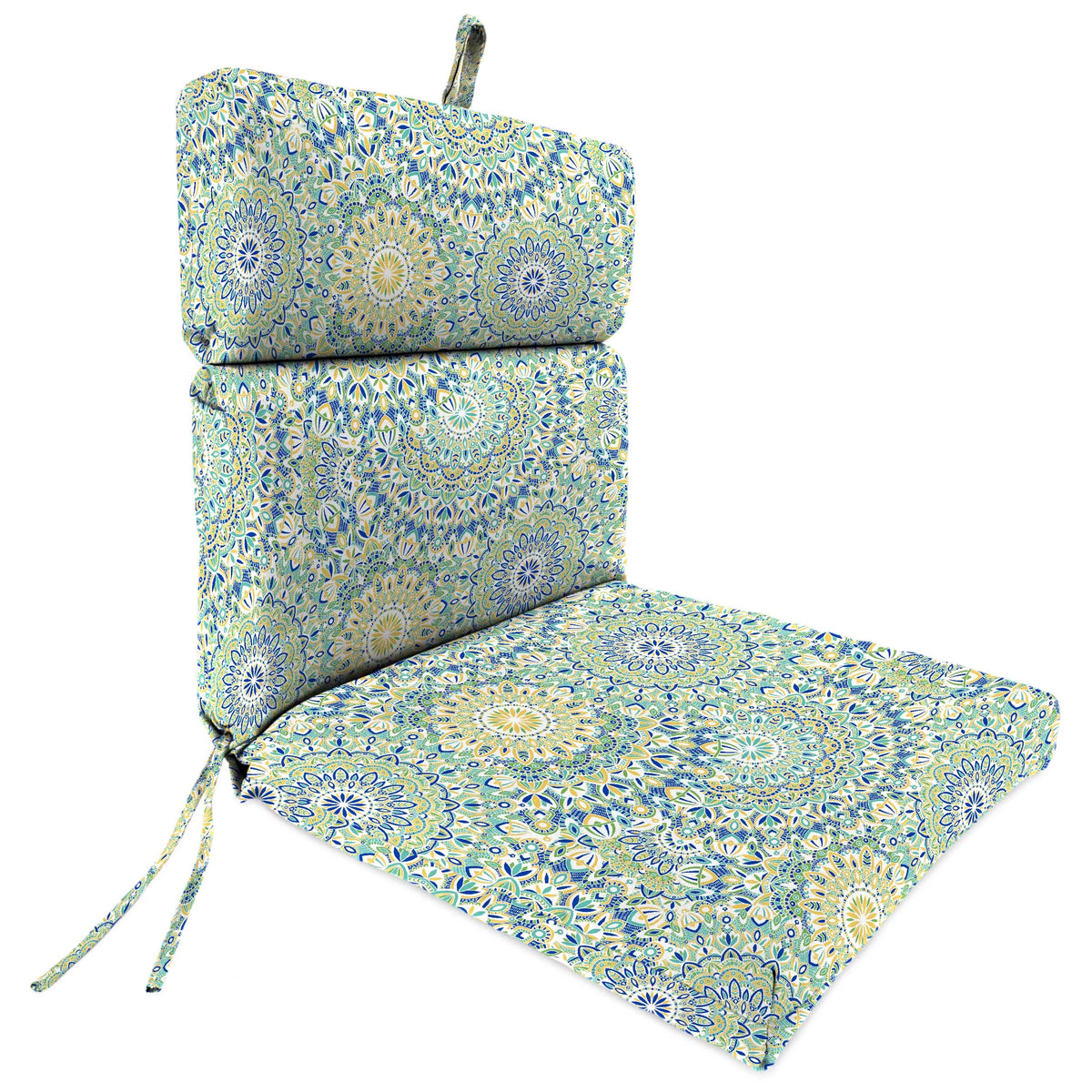 Green Tropical Rectangular Outdoor Chair Cushion with Ties K9552