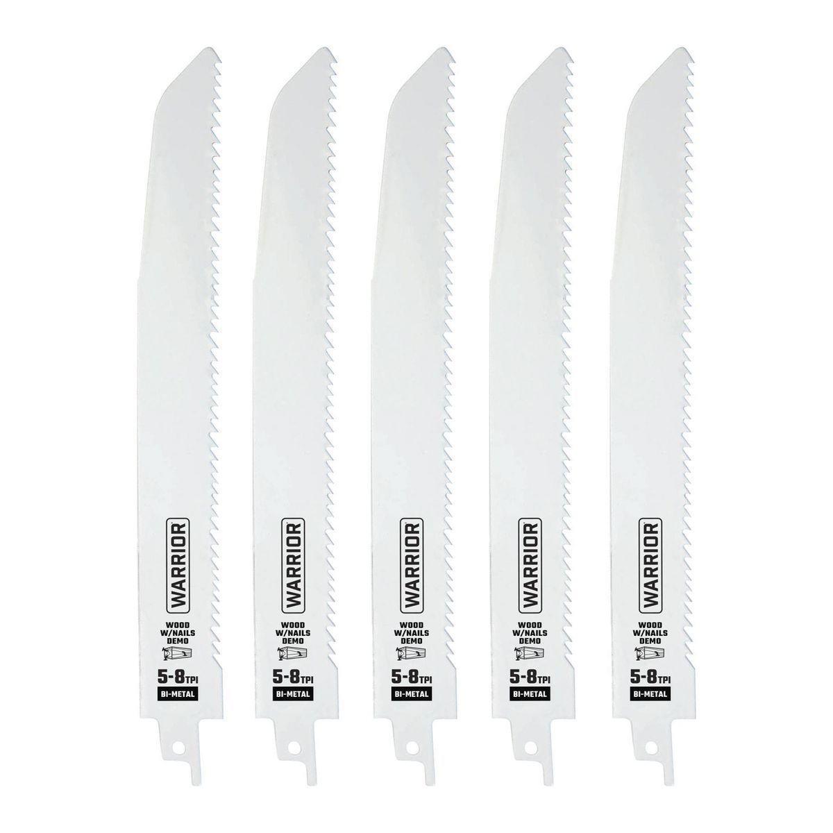 9 in. 5-8 TPI Bi-metal Reciprocating Saw Blades, 5 Pack Y526470